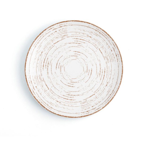 Flat Plate Ariane Tornado White Bicoloured Ceramic Ø 21 cm (12 Units) on Sale