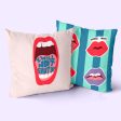 Cushion cover HappyFriday Aware Lips Multicolour 50 x 50 cm 2 Pieces Online Hot Sale