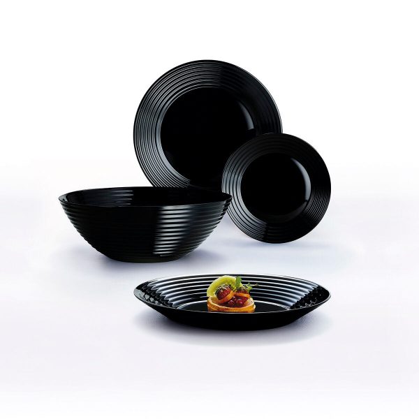 Flat plate Luminarc Harena Black Glass (25 cm) (24 Units) Online now