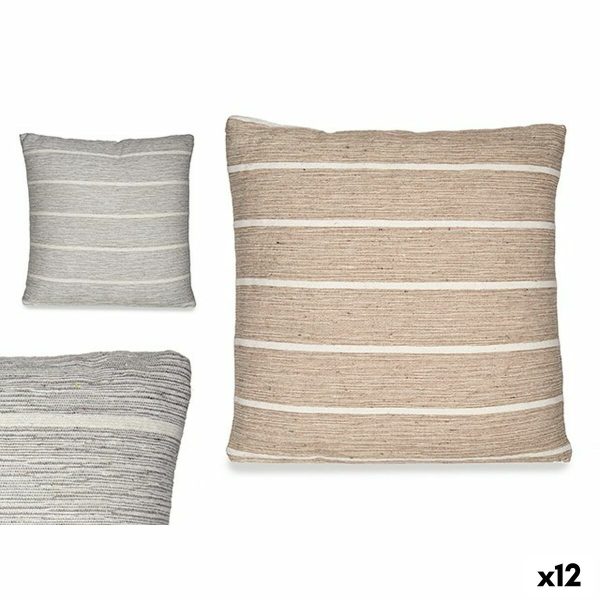 Cushion Stripes Brown Grey 45 x 12 x 45 cm (12 Units) For Sale