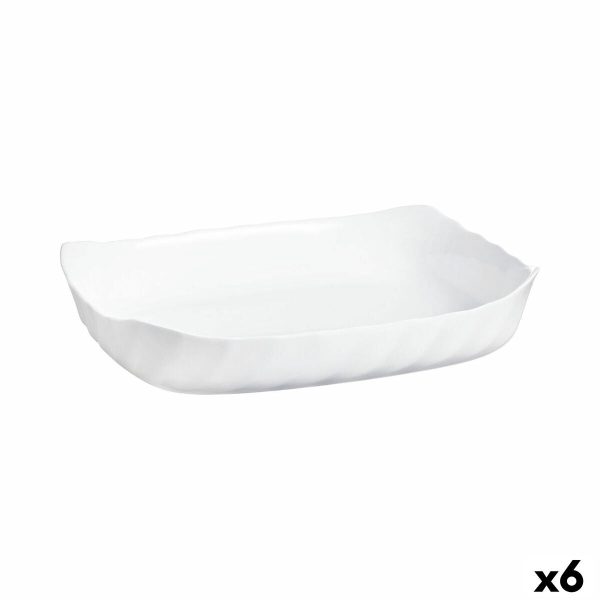 Serving Platter Luminarc Smart Cuisine Rectangular White Glass 33 x 27 cm (6 Units) Hot on Sale