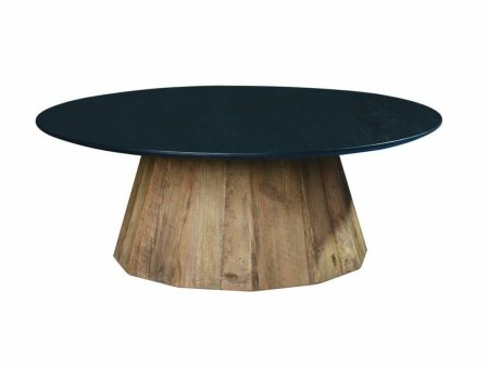 Centre Table DKD Home Decor Black Natural Wood Pinewood Recycled Wood 90 x 90 x 32,5 cm Hot on Sale