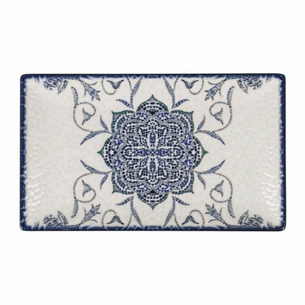 Serving Platter La Mediterránea Rosetta Porcelain Rectangular 25,3 x 15 x 1,8 cm (18 Units) Hot on Sale