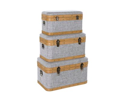 Set of Chests DKD Home Decor 60 x 36 x 34 cm Natural Grey Wood For Discount