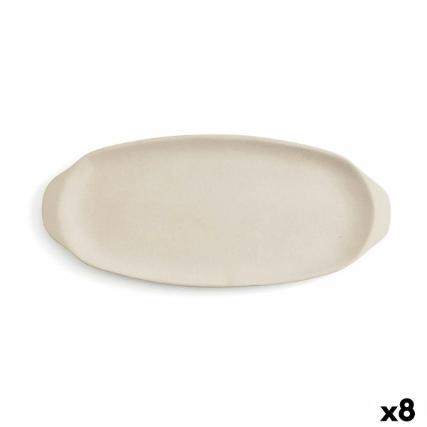 Snack tray Quid Mineral Gres Beige Ceramic 13 x 30,5 cm (8 Units) on Sale