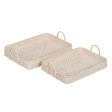 Tray White Bamboo Rattan 45 x 34 x 13 cm (2 Units) Online now