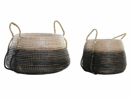 Basket set DKD Home Decor Natural Grey Seagrass (52 x 52 x 44 cm) (2 pcs) For Sale