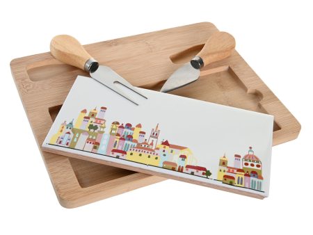 Appetizer Set DKD Home Decor 24,5 x 20 x 1,2 cm Red White Multicolour Stoneware Cottage Houses Online