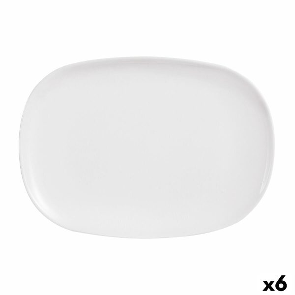 Serving Platter Luminarc Sweet Line Rectangular White Glass 35 x 24 cm (6 Units) Online now