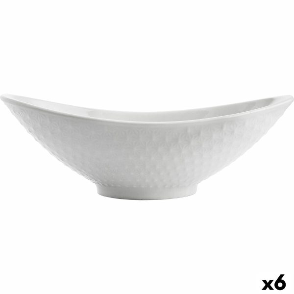 Serving Platter Quid Gastro Oval Ceramic White (21,5 x 12,5 x 7 cm) (6 Units) on Sale