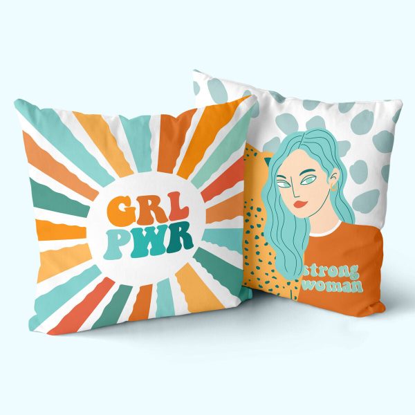 Cushion cover HappyFriday Aware Girl power Multicolour 50 x 50 cm 2 Pieces Online now