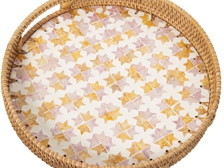 Tray Alexandra House Living Multicolour Rattan Mother of pearl Circular 33 x 35 x 33 cm Online Sale