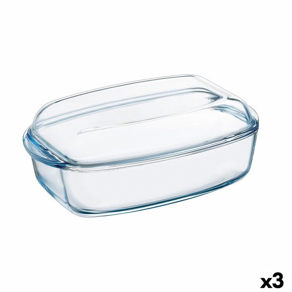 Serving Platter Pyrex Classic With lid 4,5 L 38 x 22 x 11 cm Transparent Glass (3 Units) Online