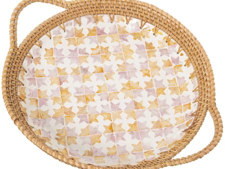 Tray Alexandra House Living Multicolour Rattan Mother of pearl Circular 40 x 5 x 33 cm Discount