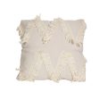 Cushion Romimex Cream With tassles 45 x 10 x 45 cm Hot on Sale