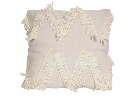 Cushion Romimex Cream With tassles 45 x 10 x 45 cm Hot on Sale