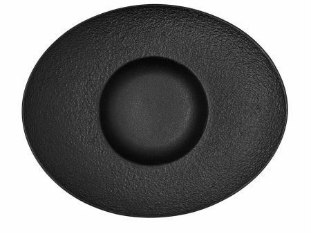 Deep Plate Bidasoa Fosil Black Ceramic Oval 27,3 x 22,2 x 5,7 cm (8 Units) For Sale