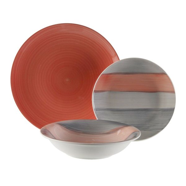 Dinnerware Set Versa Leanne Pink Stoneware 26,5 x 26,5 cm 18 Pieces Hot on Sale