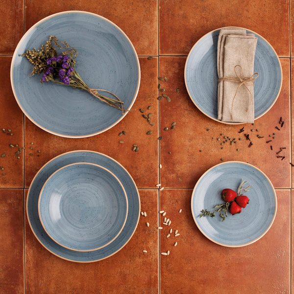 Flat Plate Ariane Terra Blue Ceramic Ø 21 cm (12 Units) For Sale