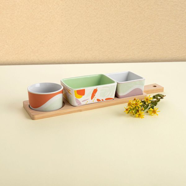 Serving set Quid Kaleido Multicolour Wood 32 x 8 x 4,6 cm 4 Pieces Fashion