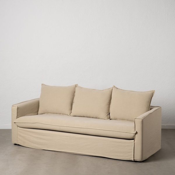 3-Seater Sofa Beige 220 x 95 x 90 cm Online Hot Sale