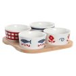 Appetizer Set DKD Home Decor 19,7 x 19,7 x 1 cm Natural Red Blue White Stoneware Mediterranean Houses Online Hot Sale