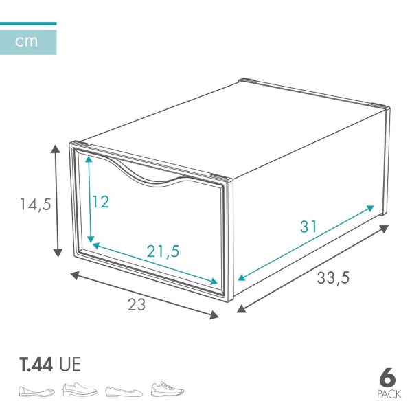 Stackable shoe box Max Home White 6 Units polypropylene ABS 23 x 14,5 x 33,5 cm Online Sale