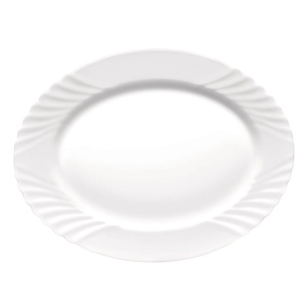 Serving Platter Bormioli Rocco Ebro Oval White Glass (36 cm) (12 Units) Online now