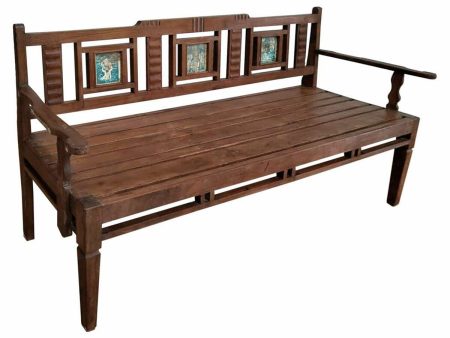 Bench Alexandra House Living Brown Recycled Wood 58 x 95 x 183 cm For Sale