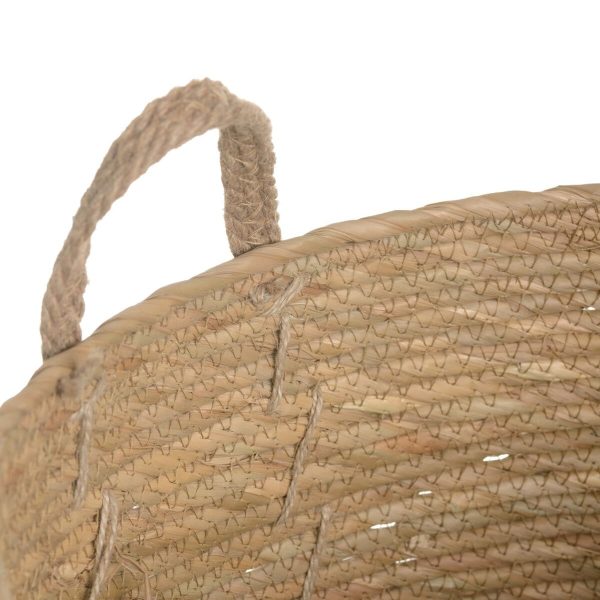 Set of Baskets Natural Rushes 38 x 38 x 33 cm (3 Pieces) For Cheap