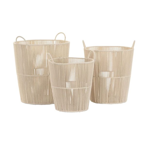 Basket set DKD Home Decor Beige Metal 42 x 42 x 51 cm 3 Pieces Online