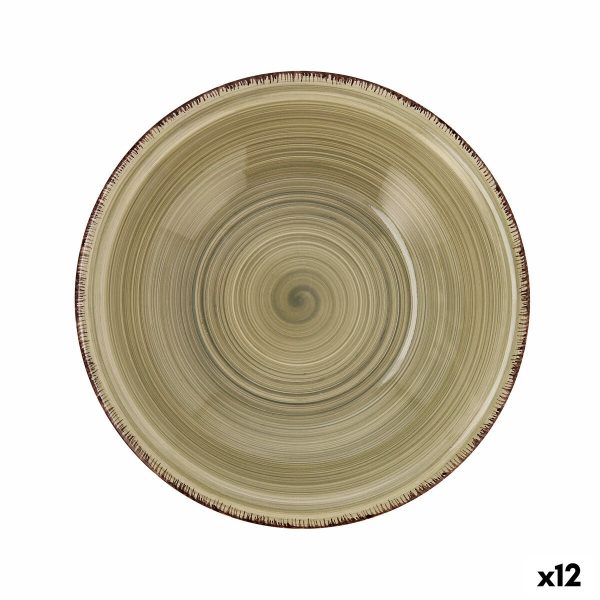 Deep Plate Quid Natura Vita Ceramic Green (ø 21,5 cm) (12 Units) Sale