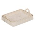 Tray White Bamboo Rattan 45 x 34 x 13 cm (2 Units) Online now