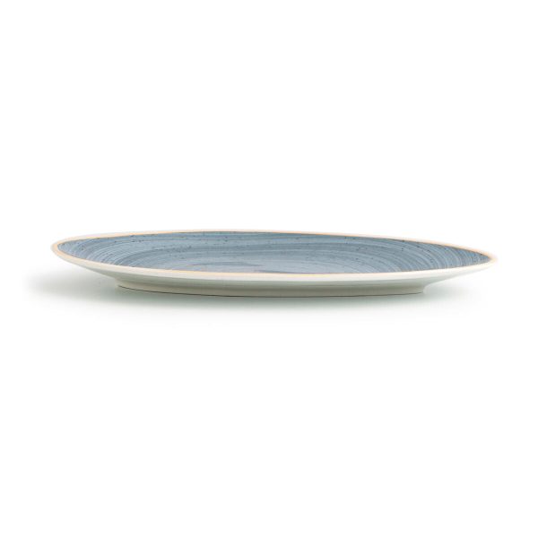 Flat Plate Ariane Terra Triangular Blue Ceramic Ø 29 cm (6 Units) Sale