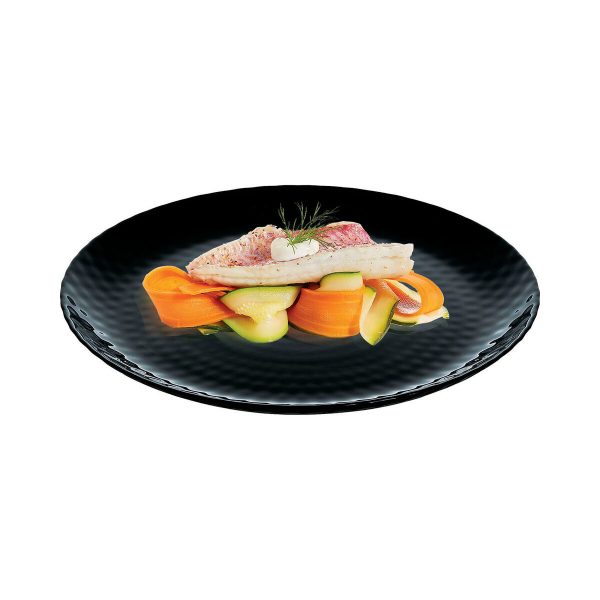 Flat plate Luminarc Pampille Black Glass (25 cm) (24 Units) Discount