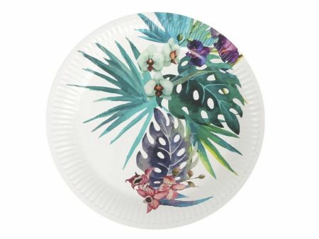 Plate set Algon Disposable Cardboard Tropical 8 Pieces 23 cm (24 Units) Cheap