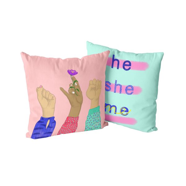 Cushion cover HappyFriday Aware Me Multicolour 50 x 50 cm 2 Pieces Cheap