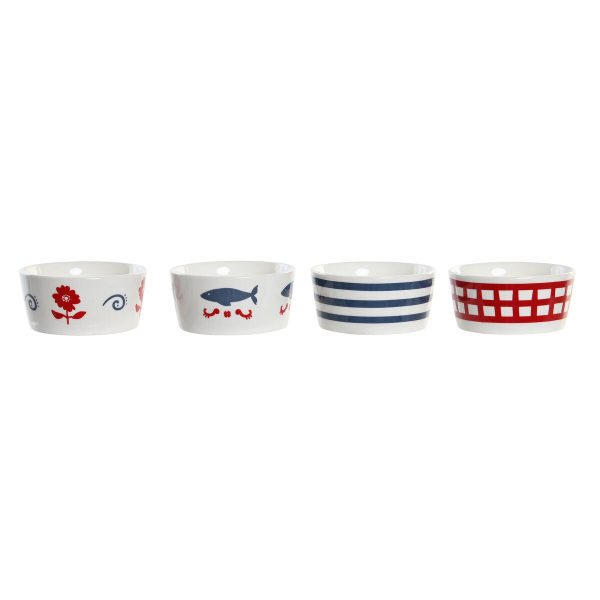 Appetizer Set DKD Home Decor 19,7 x 19,7 x 1 cm Natural Red Blue White Stoneware Mediterranean Houses Online Hot Sale