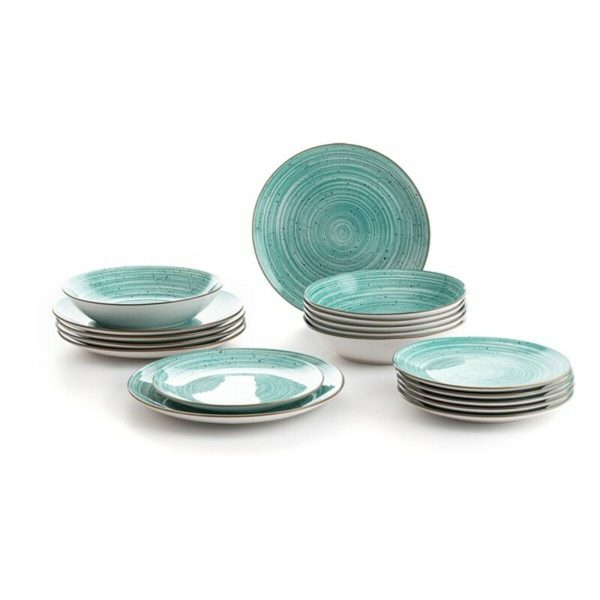 Dinnerware Set Quid Montreal Ceramic Turquoise Stoneware 18 Pieces Discount