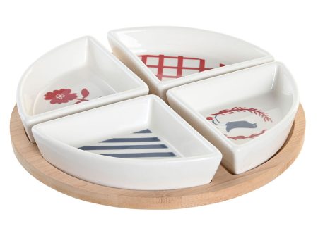 Appetizer Set DKD Home Decor 21,5 x 21,5 x 1 cm Red Blue White Stoneware Mediterranean Houses For Cheap