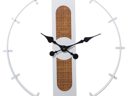 Wall Clock Alexandra House Living White Brown Metal wicker 64 x 5 x 64 cm Sale