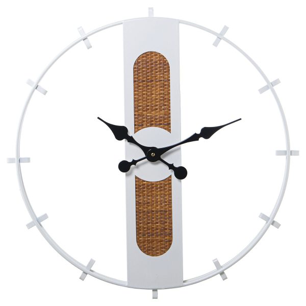 Wall Clock Alexandra House Living White Brown Metal wicker 64 x 5 x 64 cm Sale