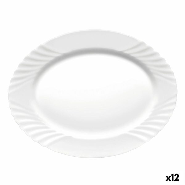 Serving Platter Bormioli Rocco Ebro Oval White Glass (36 cm) (12 Units) Online now