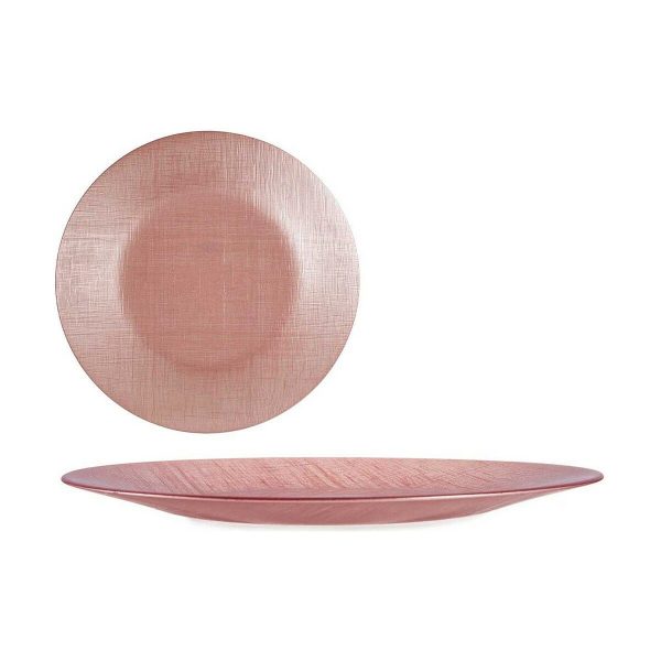 Flat plate Pink Glass (32,5 x 2 x 32,5 cm) (6 Units) Discount