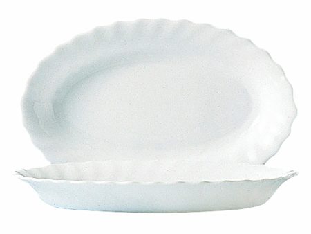 Serving Platter Luminarc Trianon White Glass (Ø 35 cm) (6 Units) Online Sale