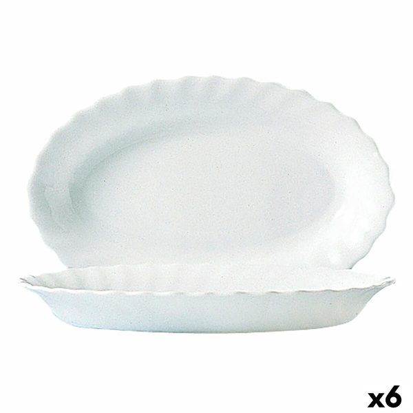 Serving Platter Luminarc Trianon White Glass (Ø 35 cm) (6 Units) Online Sale