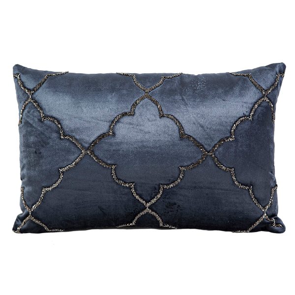 Cushion Romimex Dark blue Velvet 45 x 10 x 30 cm Cheap