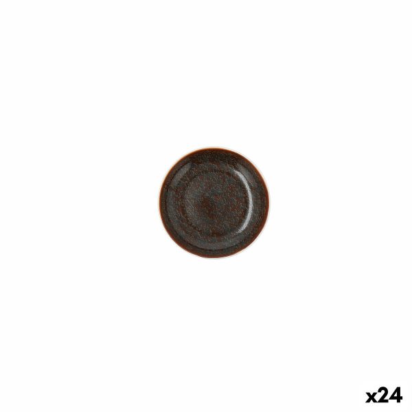 Flat plate Ariane Decor Ceramic Brown (10 cm) (24 Units) For Sale