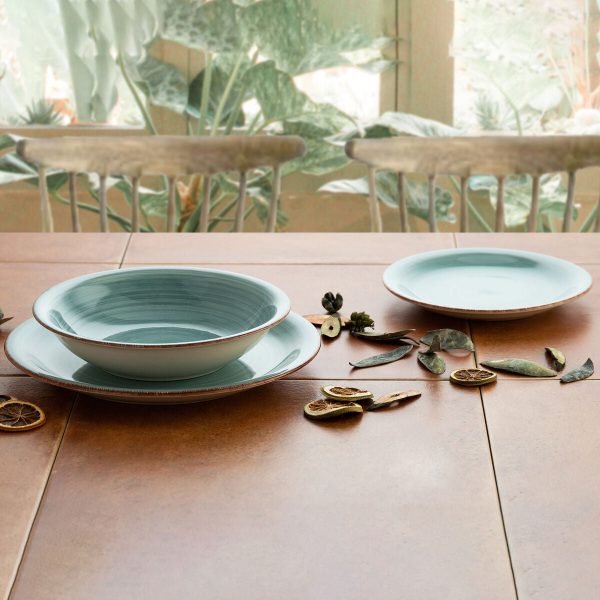 Deep Plate Quid Vita Aqua Ceramic Ø 21,5 cm (12 Units) Online