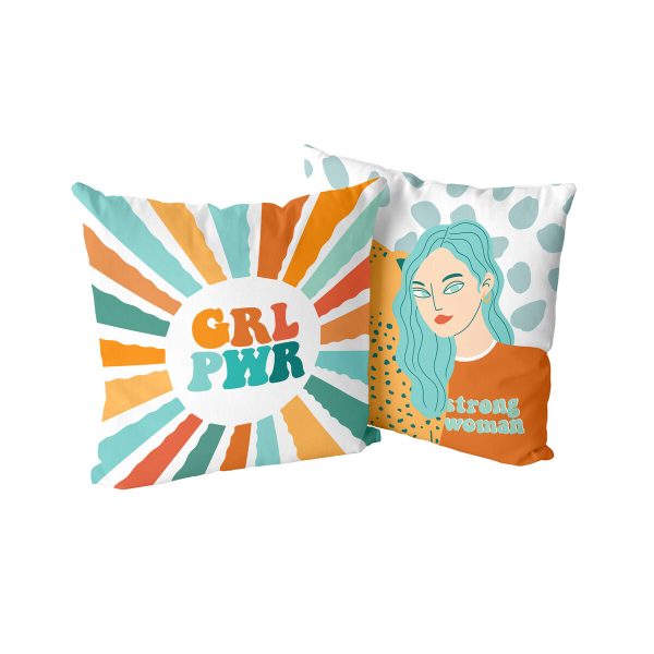 Cushion cover HappyFriday Aware Girl power Multicolour 50 x 50 cm 2 Pieces Online now